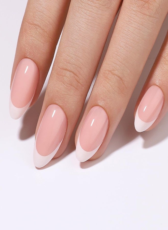 WAFOLOZE White French Tip Press On Nails - Almond Shape, Short Fake Tips with Glue, 16 Sizes - 32Pcs Reusable Soft Gel False Kit, Stick On for Women - Image 2